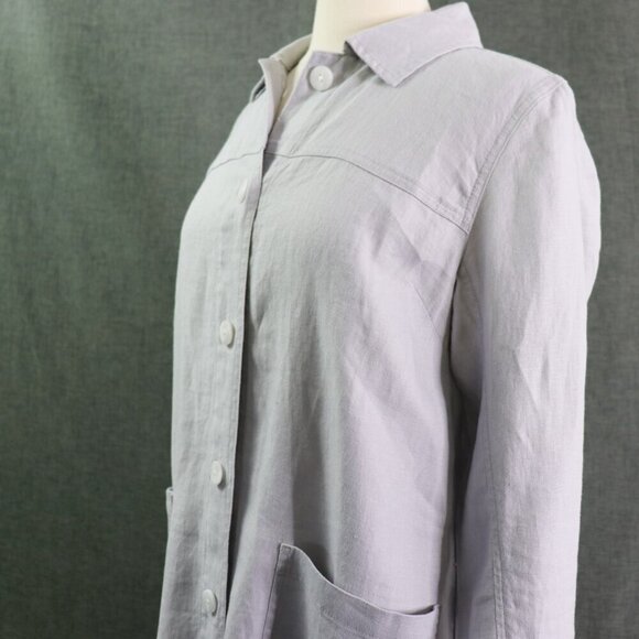 J. Jill Love Linen Artist Coat Jacket Tunic Women's Small Gray Pockets - Picture 7 of 16